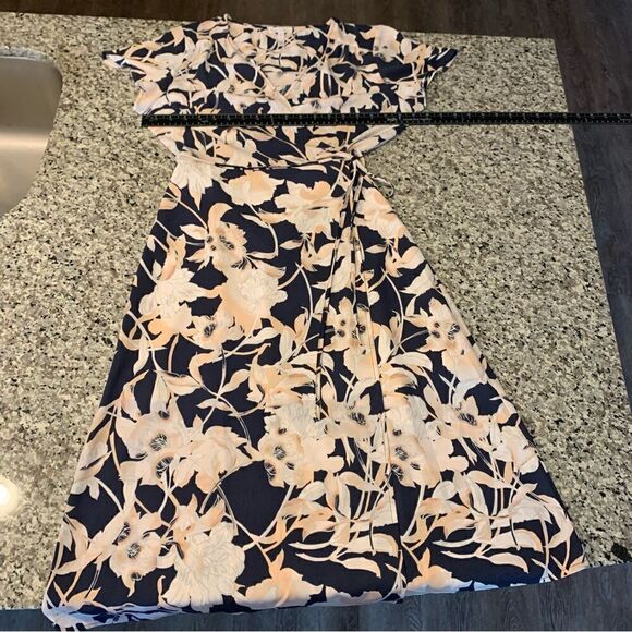 Leith Dress M Rehearsal Dinner Floral Midi Wrap Blue - Picture 7 of 12